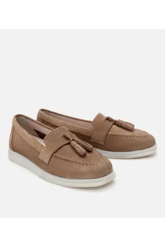 Ayollar zamsh teri norka ponponli loafer - 2