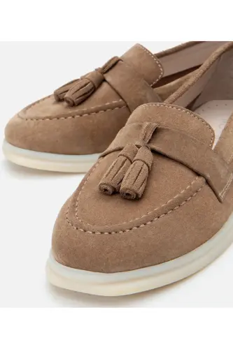 Ayollar zamsh teri norka ponponli loafer - 3