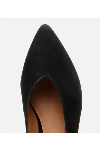 Ayollar zamsh teri qora qalin poshnali tufli - 5