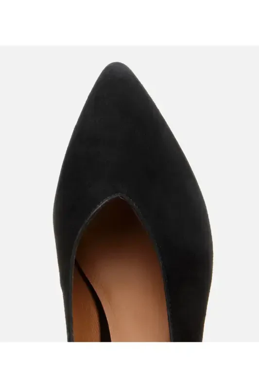 Ayollar zamsh teri qora qalin poshnali tufli - 5