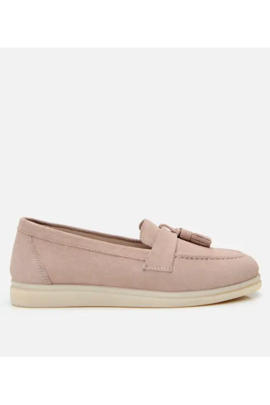Ayollar zamsh terisi bej popukli kundalik loafer-BEJ - 1