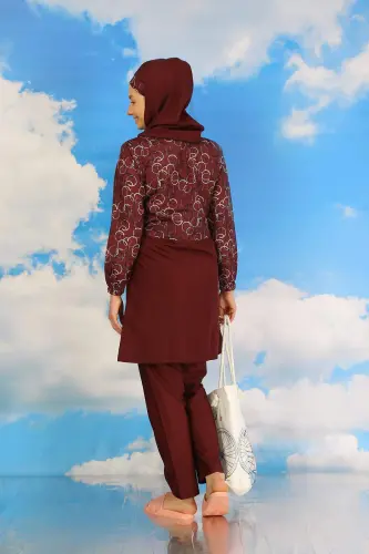 Ayollarga mo'ljallangan naqshli yopiq suzish kiyimi - 4