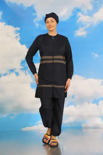 Ayollarga mo‘ljallangan to‘liq yopiq suzish kostyumi, To‘q ko‘k 31061 - 5