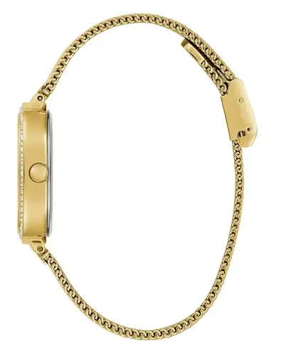 Ayollarning analog oltin rangli zanglamaydigan po'lat va to'rli soati 32 mm - Oltin rang - GUESS (1)