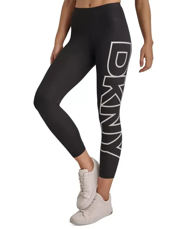 Ayollarning baland belli logotipli grafik 7/8 legginslari - DKNY