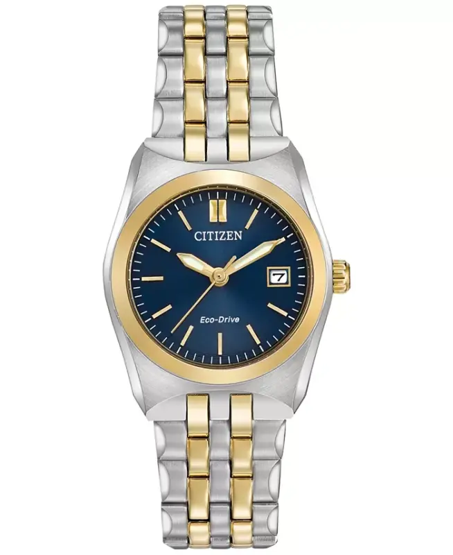 Ayollarning Eco-Drive ikki rangli zanglamaydigan po'lat bilaguzuk soati 28mm EW2294-53L-ikki rangli - 1