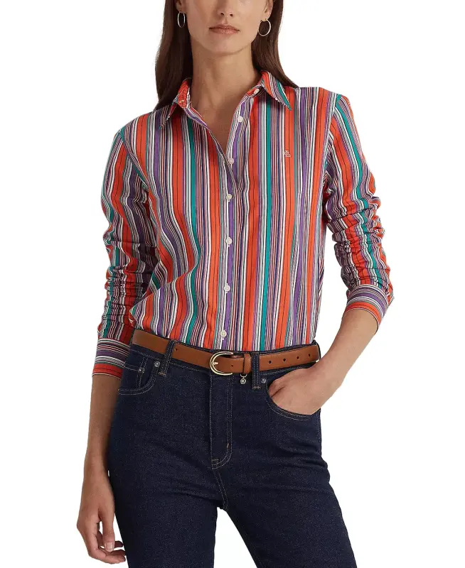 Ayollarning jozibali chiziqli charm kamari - LAUREN RALPH LAUREN