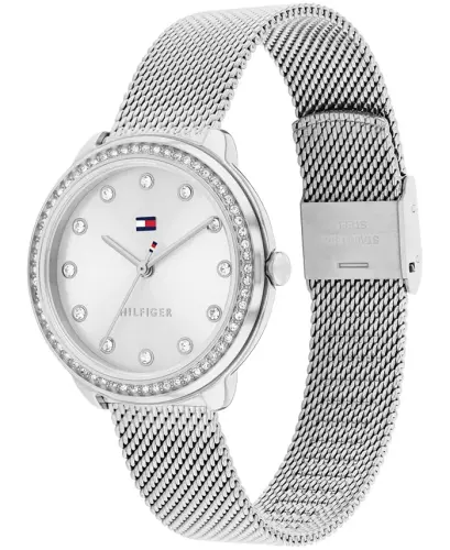 Ayollarning kvarts kumush rangli zanglamaydigan po'latdan yasalgan to'rli soati 32 mm - TOMMY HILFIGER (1)