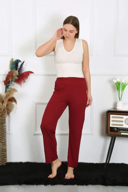 Ayollarning paxtadan tikilgan pijama yagona tagligi bordo 27514 - BÜYÜKBEDENIZ