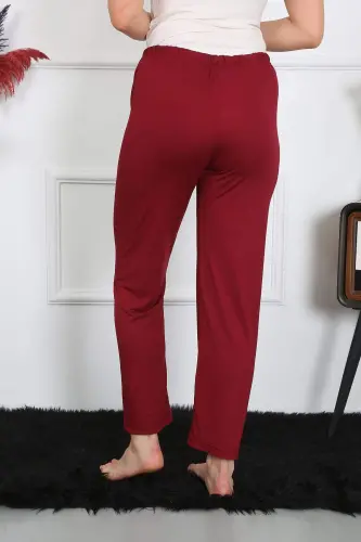 Ayollarning paxtadan tikilgan pijama yagona tagligi bordo 27514 - 4
