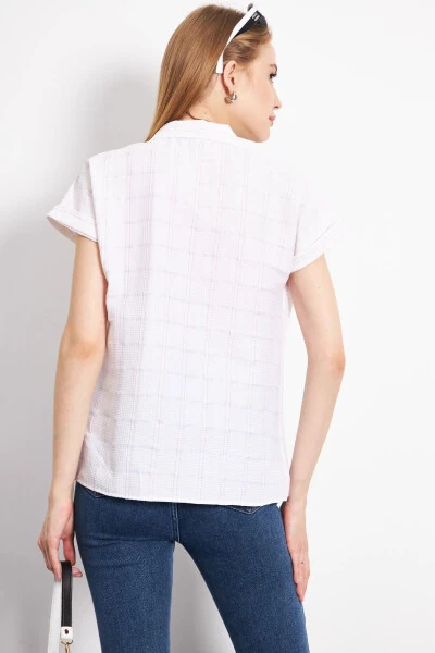 Ayollarning qizil-oq chiziqli qisqa yengli ko'ylak ARM-24 - 4