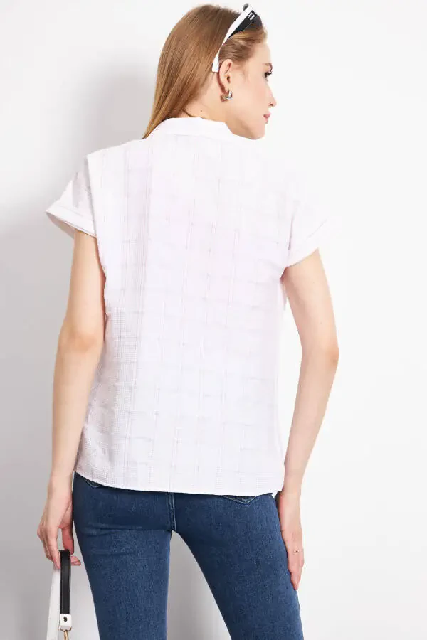 Ayollarning qizil-oq chiziqli qisqa yengli ko'ylak ARM-24 - 4