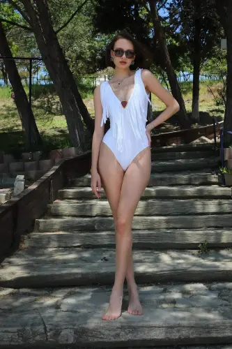 Ayollarning tassel cho'michgan mayosi Oq 34023 - 7