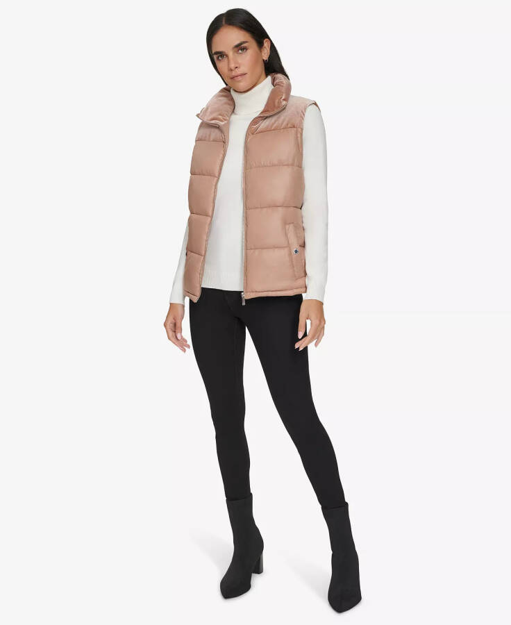 Ayollarning Velvet Trim Puffer Vest Cafe Ole - 4