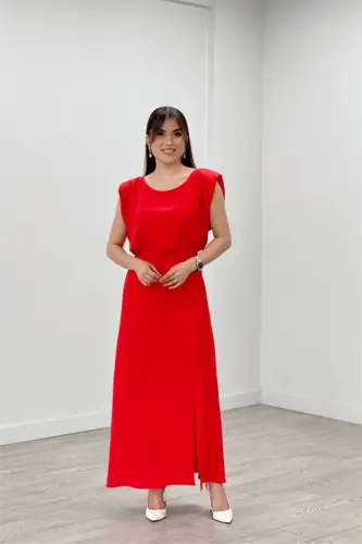 Ayrobin Dress with Gathered Fabric Detail - RED - 1