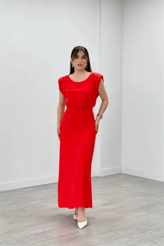 Ayrobin Dress with Gathered Fabric Detail - RED - BÜYÜKBEDENIZ (1)