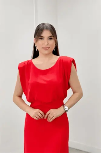 Ayrobin Dress with Gathered Fabric Detail - RED - 3