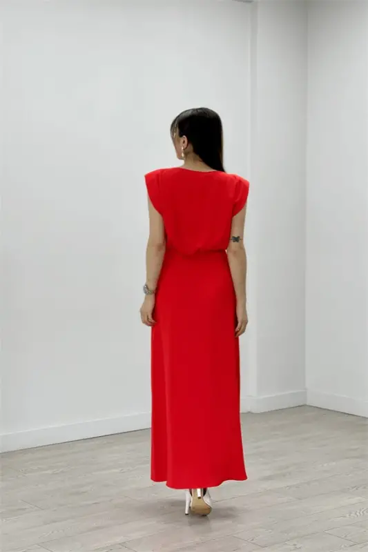 Ayrobin Dress with Gathered Fabric Detail - RED - 5