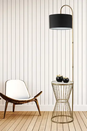 Aytuğ Floor Lamp Antiqued Marble Wood Black Shade-Antiqued - BEGÜSA (1)