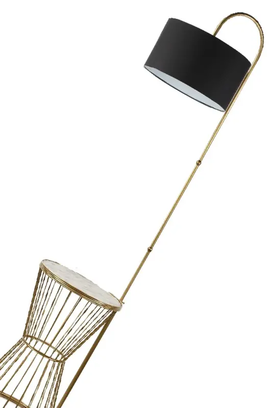 Aytuğ Floor Lamp Antiqued Marble Wood Black Shade-Antiqued - 4