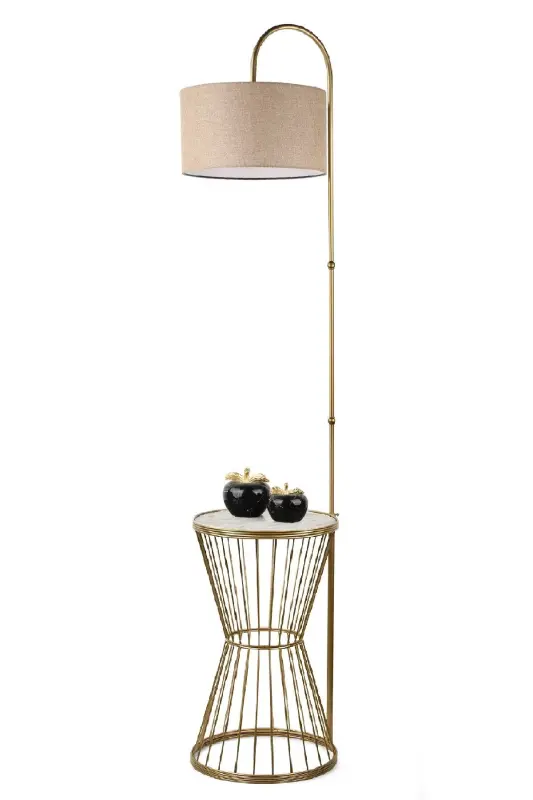Aytuğ Floor Lamp Antiqued Marble Wood Rattan Shade-Antiqued - 3