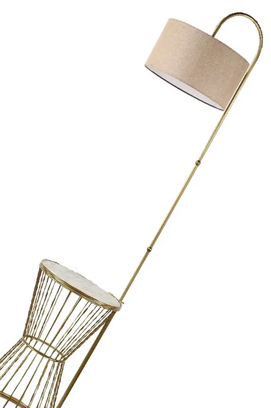 Aytuğ Floor Lamp Antiqued Marble Wood Rattan Shade-Antiqued - 4