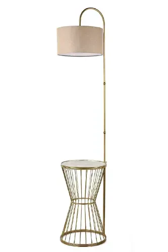 Aytuğ Floor Lamp Antiqued Marble Wood Wicker Shade-Antiqued - 1