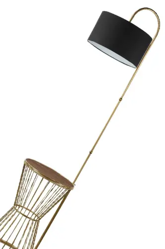 Aytuğ Floor Lamp Antiqued Walnut Wood Black Shade-Antiqued - 4