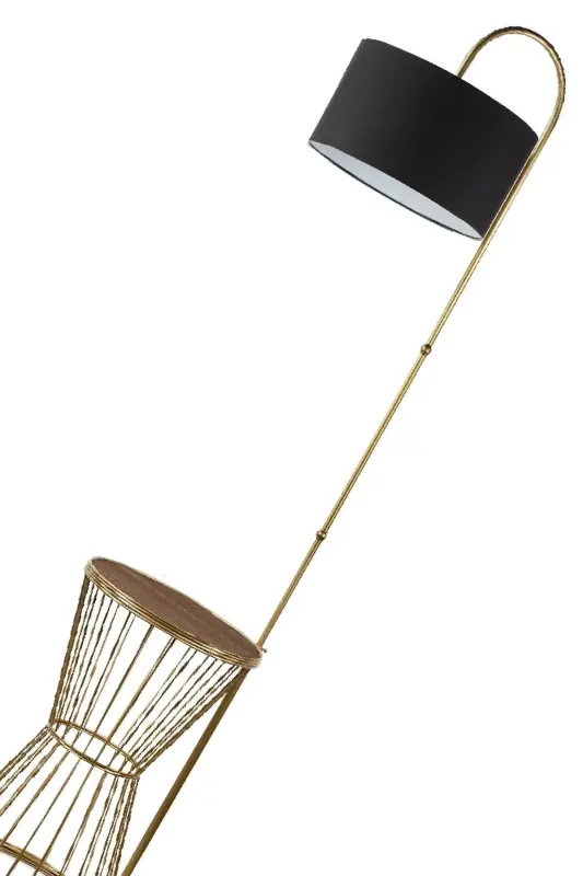 Aytuğ Floor Lamp Antiqued Walnut Wood Black Shade-Antiqued - 4