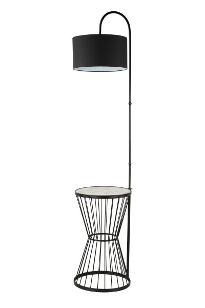 Aytuğ Floor Lamp Black Marble Wood Black Shade-Black - BEGÜSA