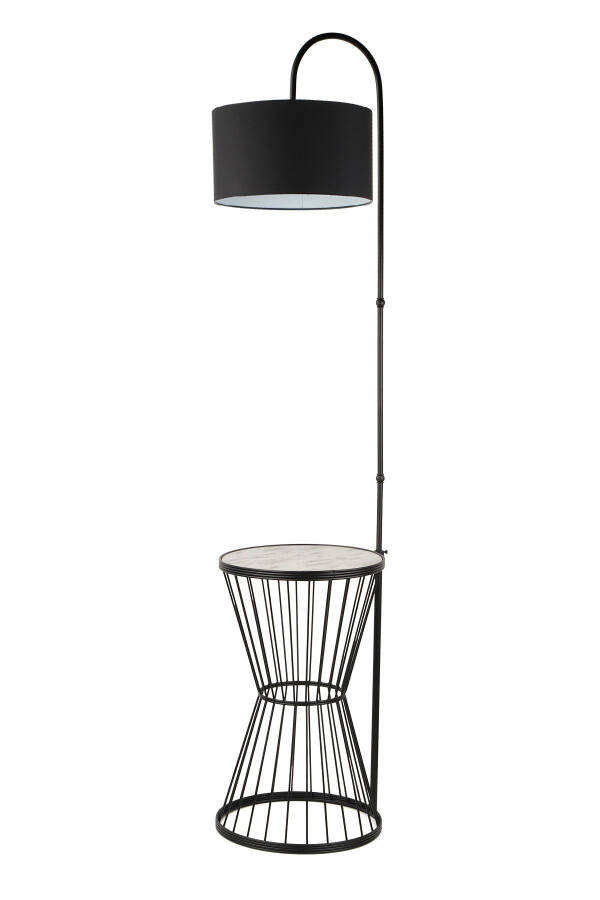 Aytuğ Floor Lamp Black Marble Wood Black Shade-Black - 1
