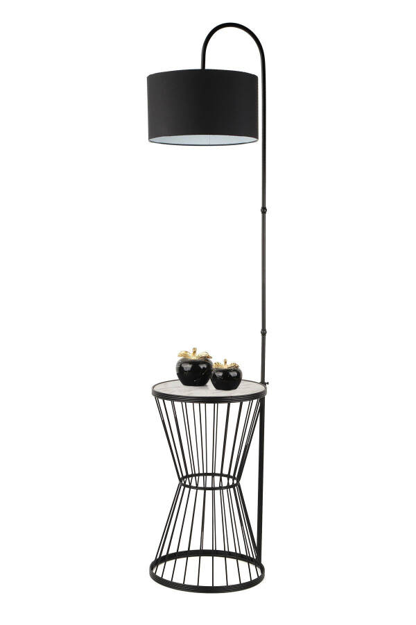 Aytuğ Floor Lamp Black Marble Wood Black Shade-Black - 3