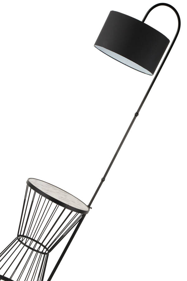 Aytuğ Floor Lamp Black Marble Wood Black Shade-Black - 4
