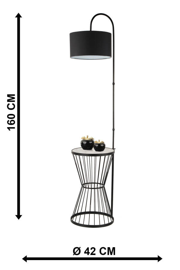 Aytuğ Floor Lamp Black Marble Wood Black Shade-Black - 5