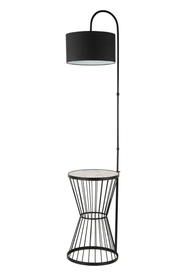 Aytuğ Floor Lamp Black Marble Wood Black Shade-Black - 1