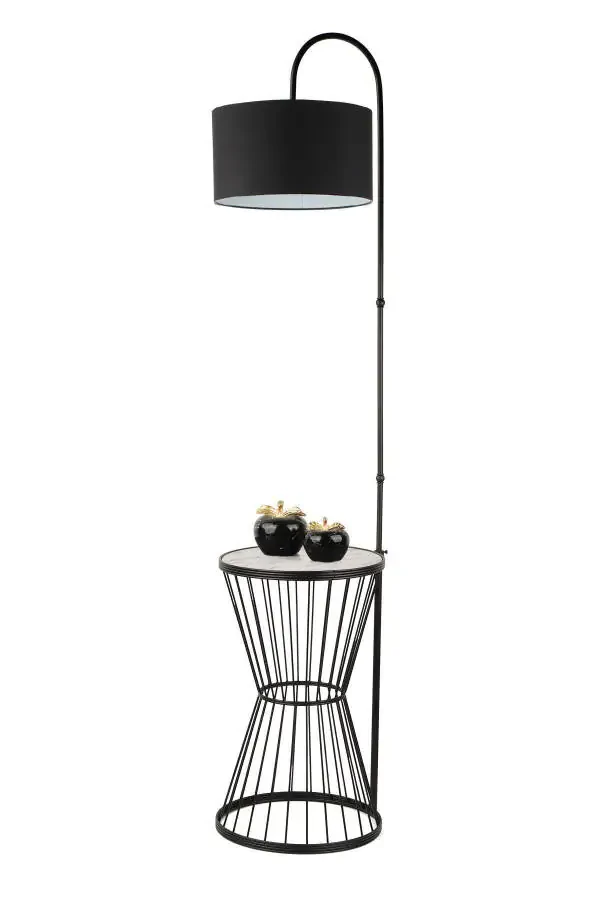 Aytuğ Floor Lamp Black Marble Wood Black Shade-Black - 3