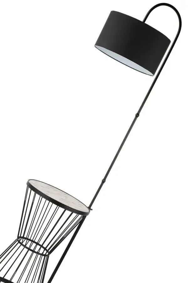 Aytuğ Floor Lamp Black Marble Wood Black Shade-Black - 4