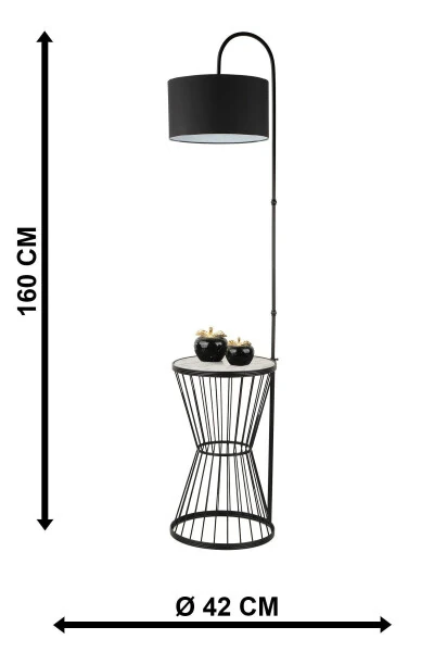 Aytuğ Floor Lamp Black Marble Wood Black Shade-Black - 5