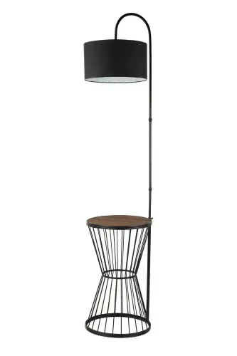 Aytuğ Floor Lamp Black Walnut Wood Black Shade-Black - 1