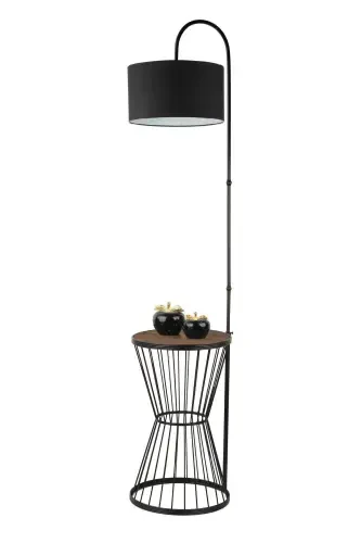 Aytuğ Floor Lamp Black Walnut Wood Black Shade-Black - 3