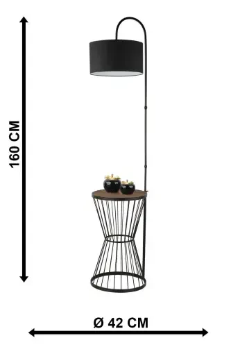 Aytuğ Floor Lamp Black Walnut Wood Black Shade-Black - 5