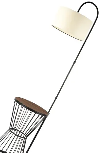 Aytuğ Floor Lamp Black Walnut Wood Cream Shade-Black - 4