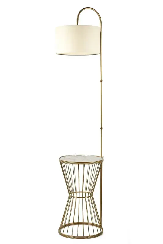 Aytuğ Sehpa Lambader Eskitma Marmar Yog'och Krem Shapka-Eskitma - 1