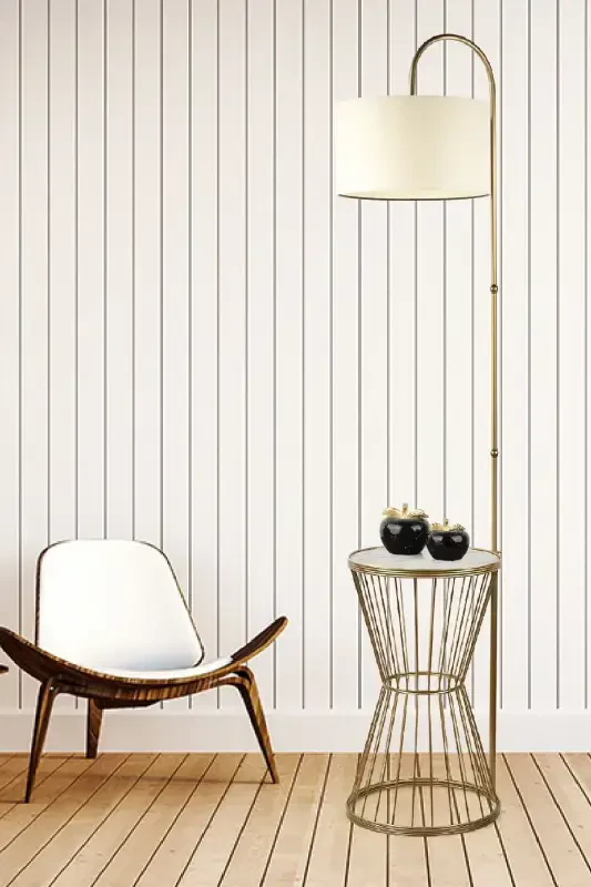 Aytuğ Sehpa Lambader Eskitma Marmar Yog'och Krem Shapka-Eskitma - 2