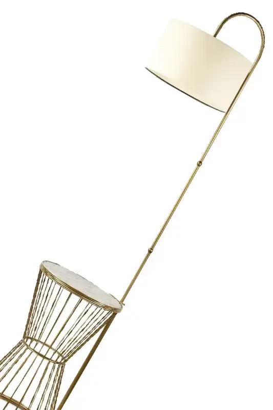 Aytuğ Sehpa Lambader Eskitma Marmar Yog'och Krem Shapka-Eskitma - 4