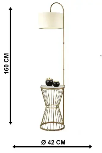 Aytuğ Sehpa Lambader Eskitma Marmar Yog'och Krem Shapka-Eskitma - 5