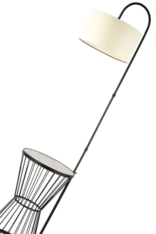 Aytug Sehpa Lambader Qora Marmar Yog'och Krem Shapka-Qora - 4