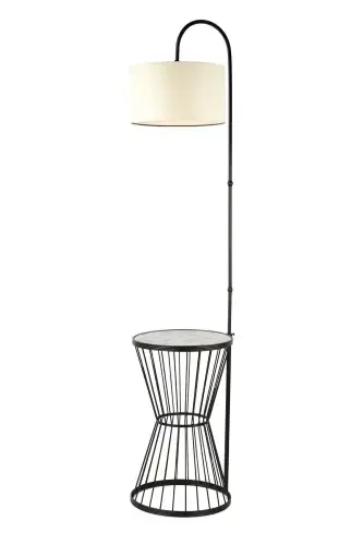 Aytug Sehpa Lambader Qora Marmar Yog'och Krem Shlyapa-Qora - 1