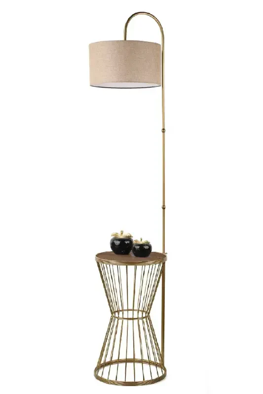 Aytuğ Tripod Floor Lamp Antique Walnut Wood Rattan Shade-Antique - 3