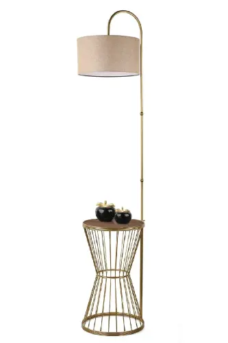 Aytuğ Tripod Lamp Antiqued Walnut Wood Rattan Shade-Antiqued - 3